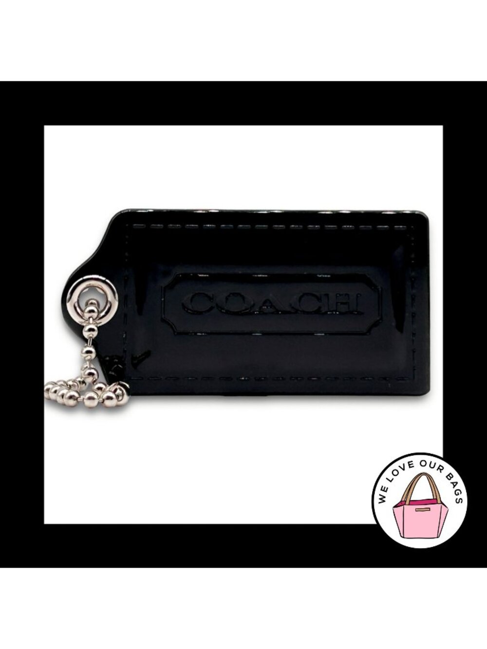 Limited Edition COACH POPPY Hang Tag 3.5" Bag Charm Keychain Fob Black Plastic